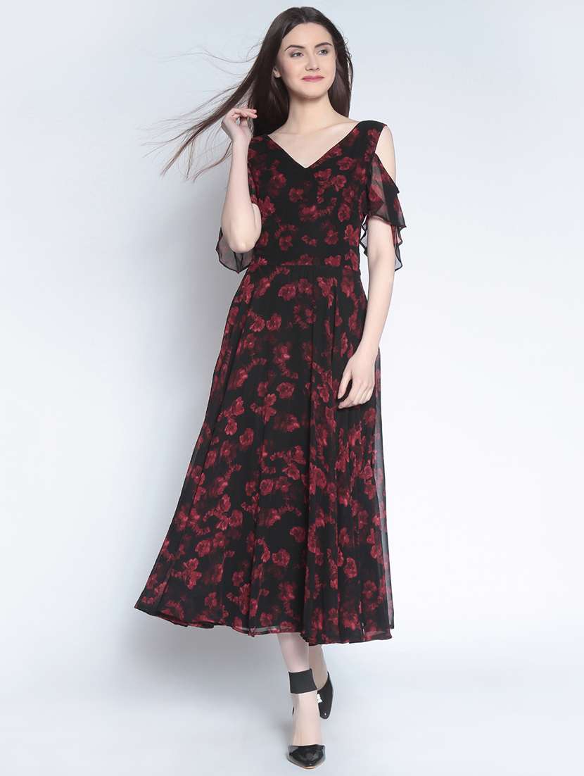 black printed maxi dress