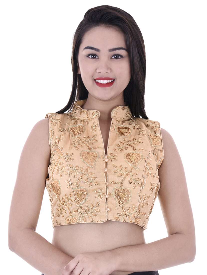 gold net embroidered blouse