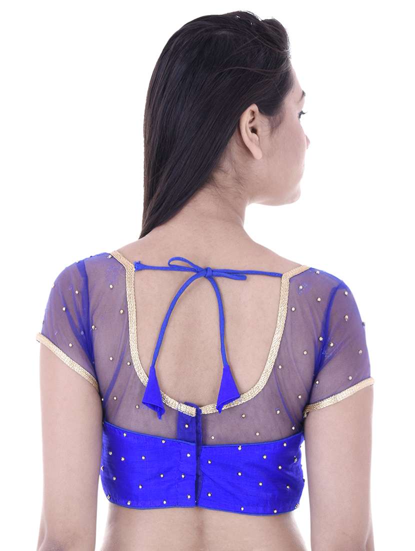 blue cotton blend embroidered blouse - 15025234 -  Standard Image - 2