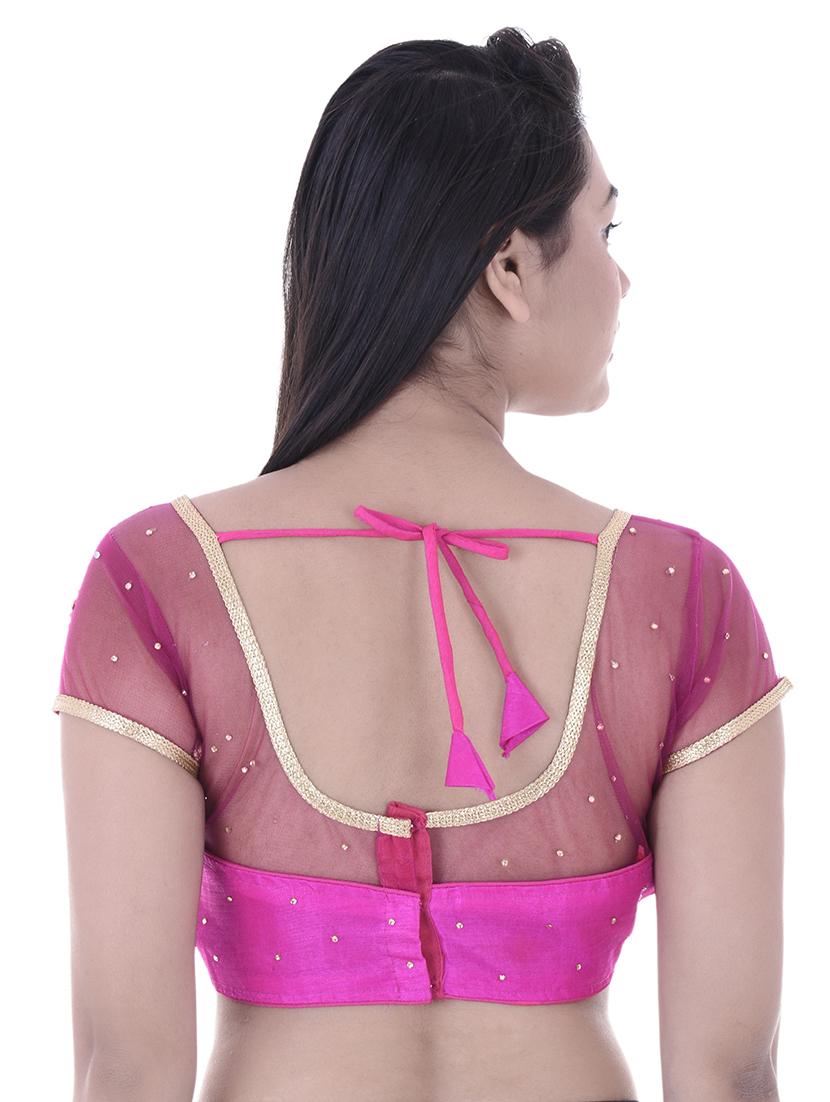 pink net embroidered blouse - 15025235 - Standard Image - 2