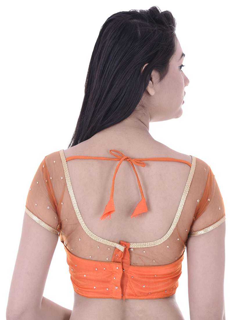 orange net embroidered blouse - 15025237 -  Standard Image - 2