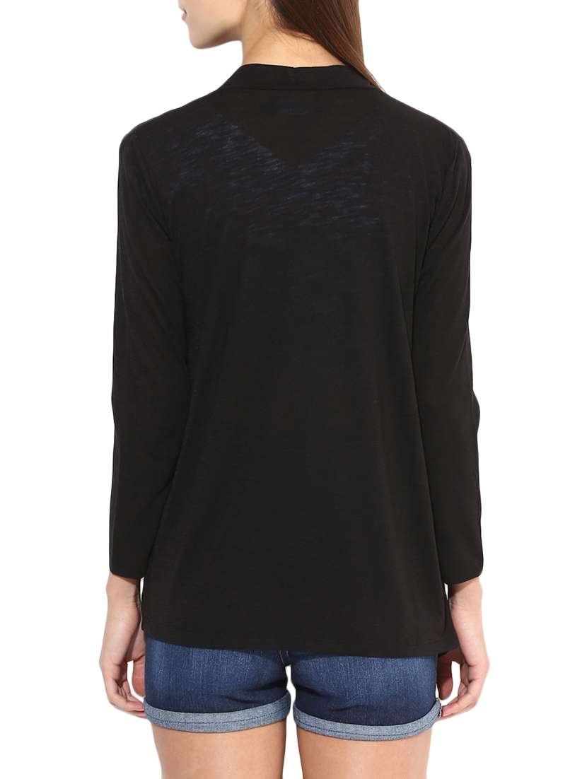 black solid viscose asymmetrical shrug - 15026147 -  Standard Image - 2