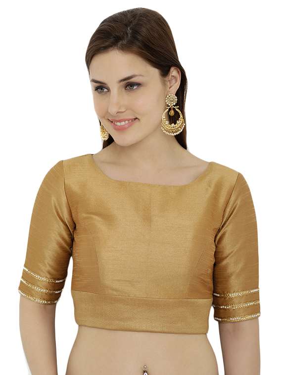 gold georgette solid blouse