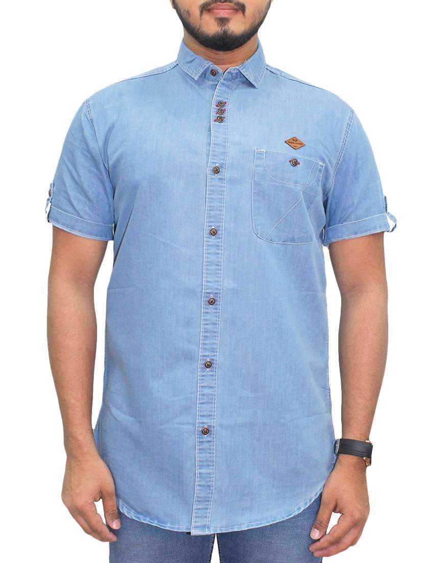 blue denim casual shirt