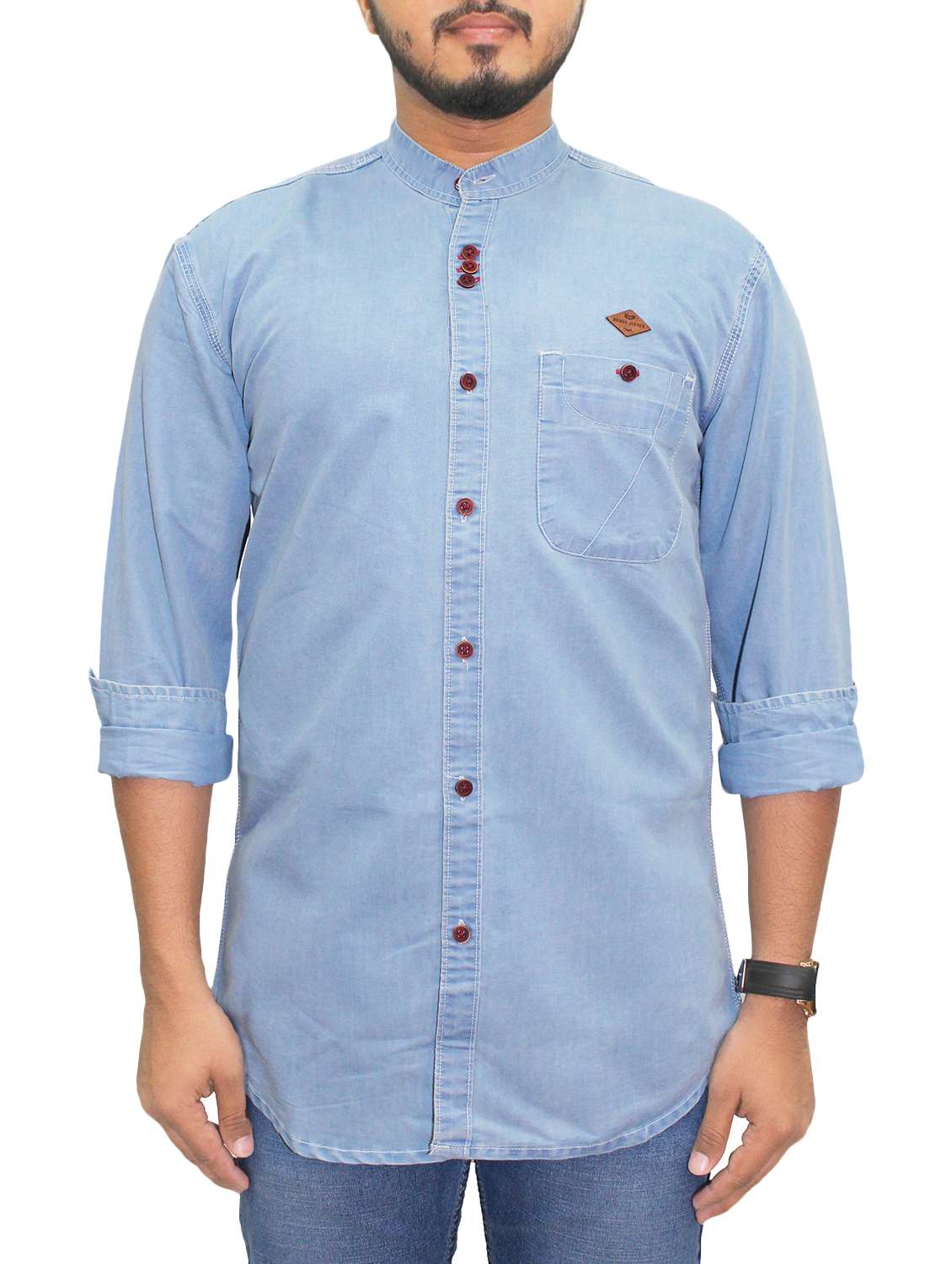 blue denim casual shirt