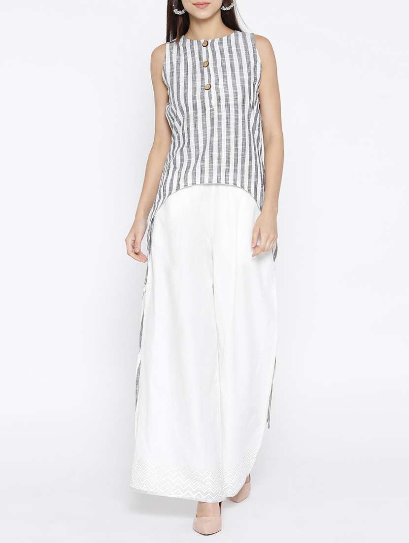 white cotton high low kurta