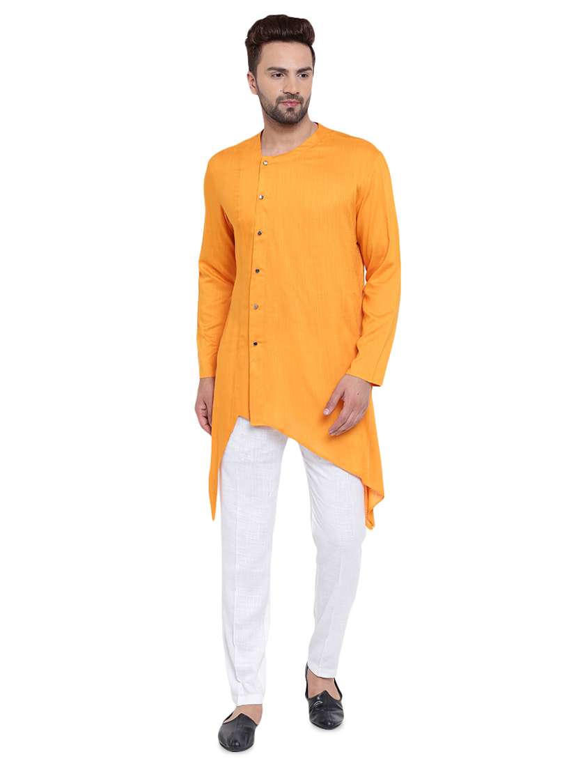 orange rayon ethnic wear set