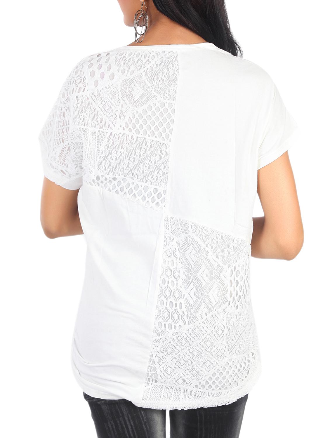 women's front print round neck t-shirt - 15032164 - Standard Image - 2