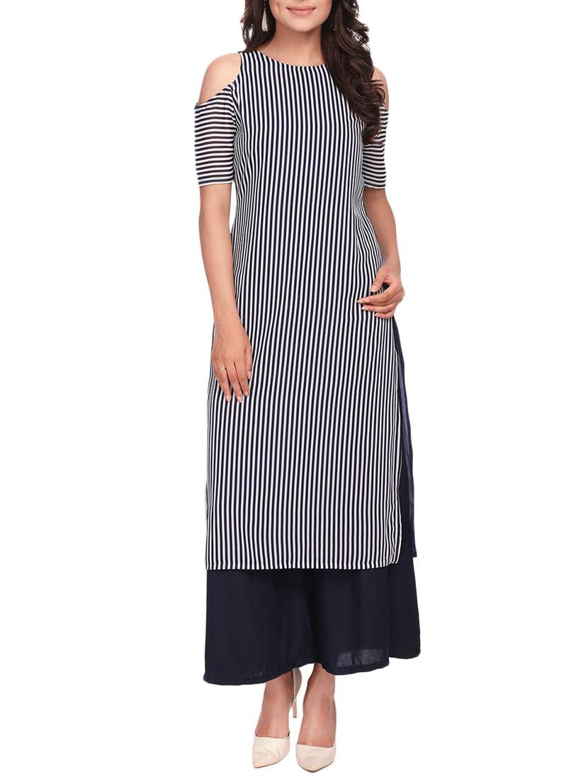 nautical striped cold shoulder kurta