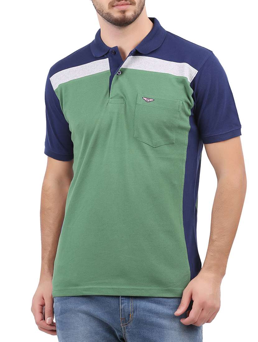 green cotton color block tshirt