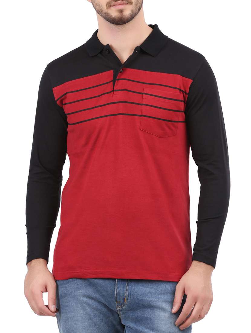 red cotton pocket t-shirt