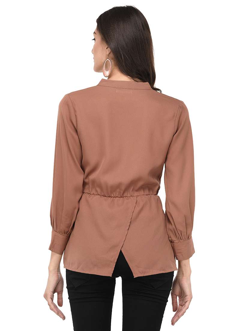 beige solid shirt - 15033382 -  Standard Image - 2