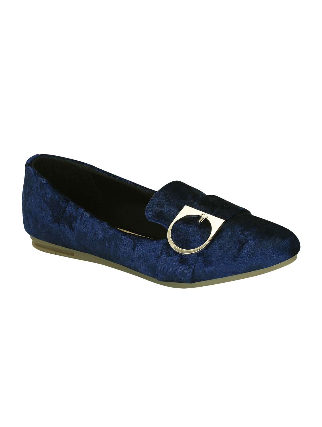 blue faux leather slip on ballerina