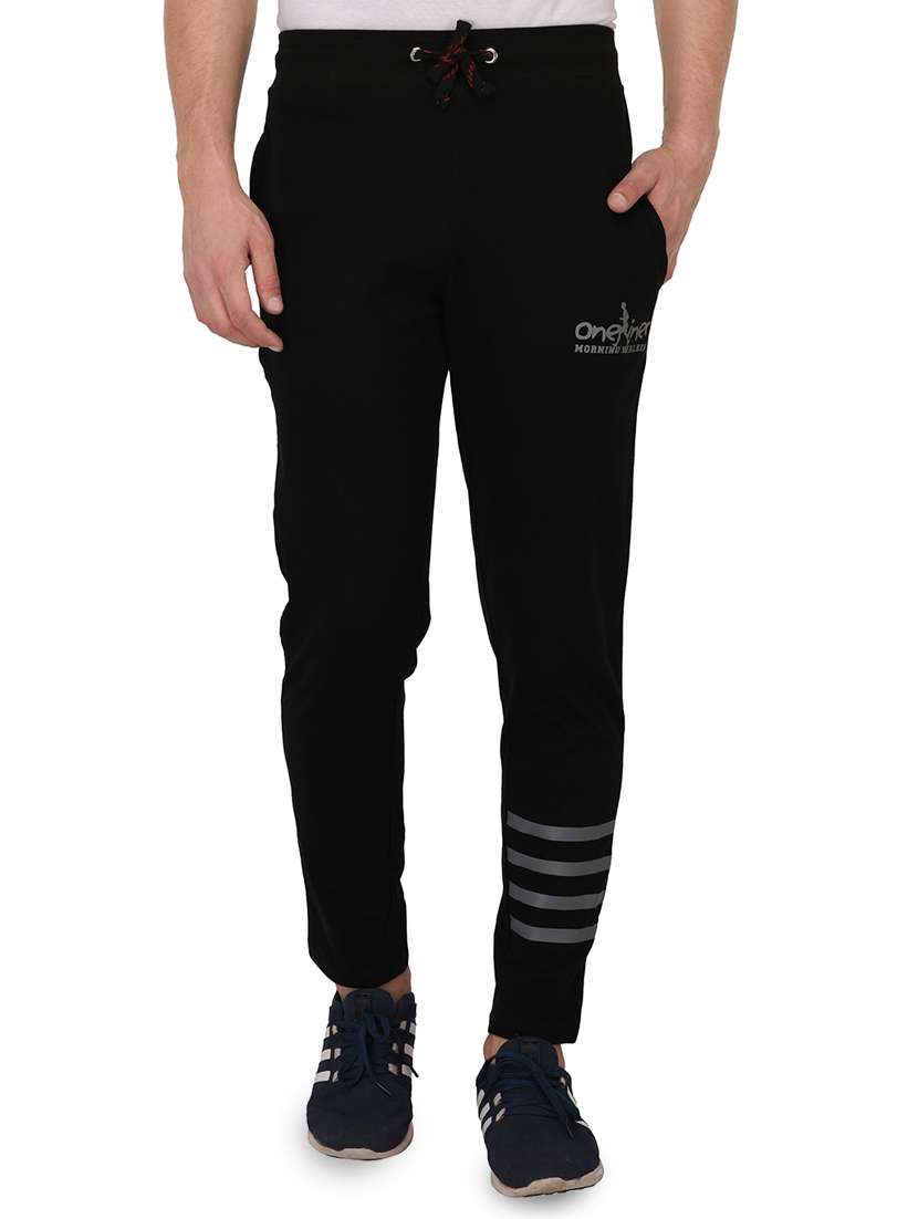 black cotton ankle length track pant