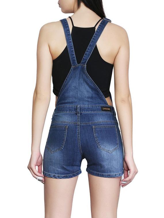 solid blue cotton dungaree - 15037498 - Standard Image - 2