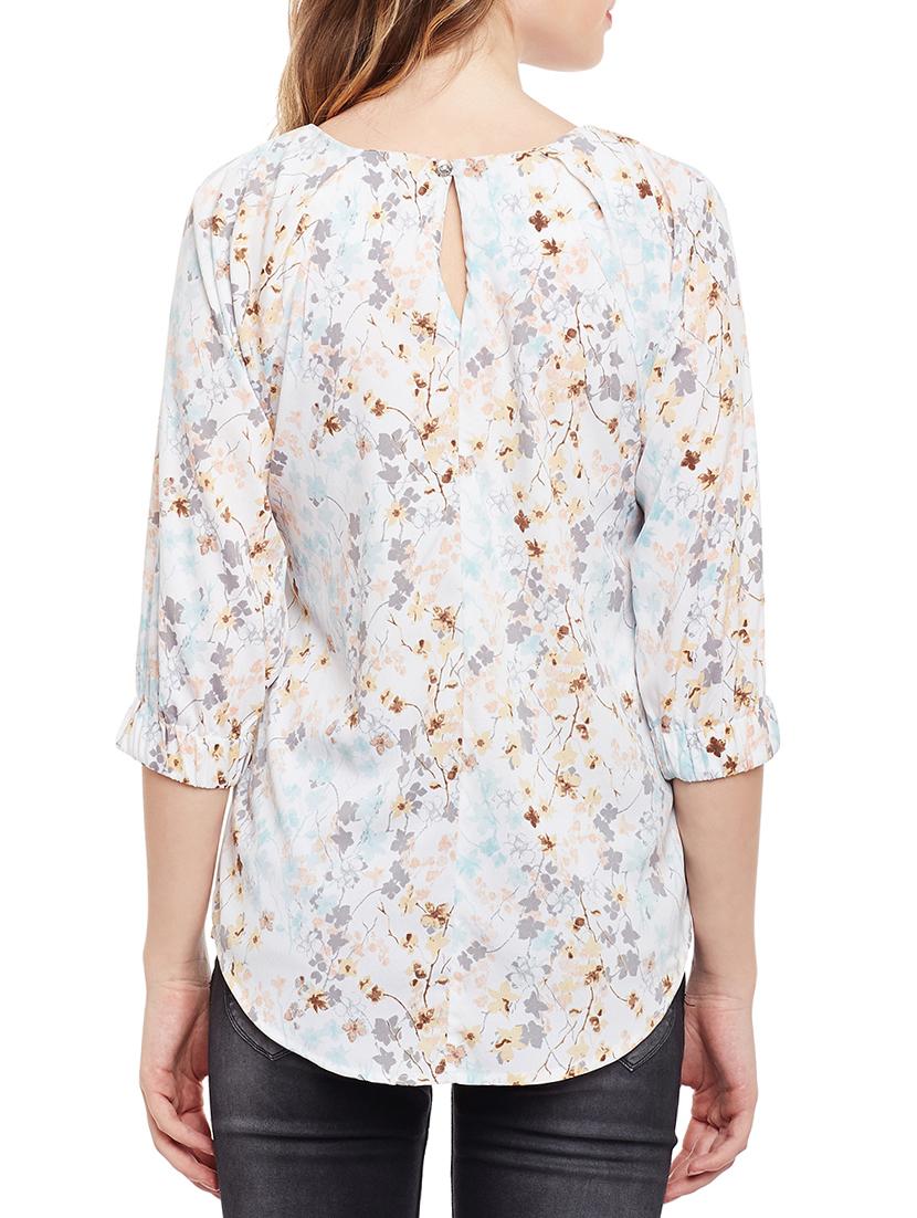 round neck floral asymmetric top - 15042627 - Standard Image - 2