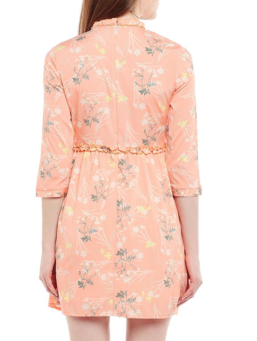 orange printed a-line dress - 15042766 - Standard Image - 2