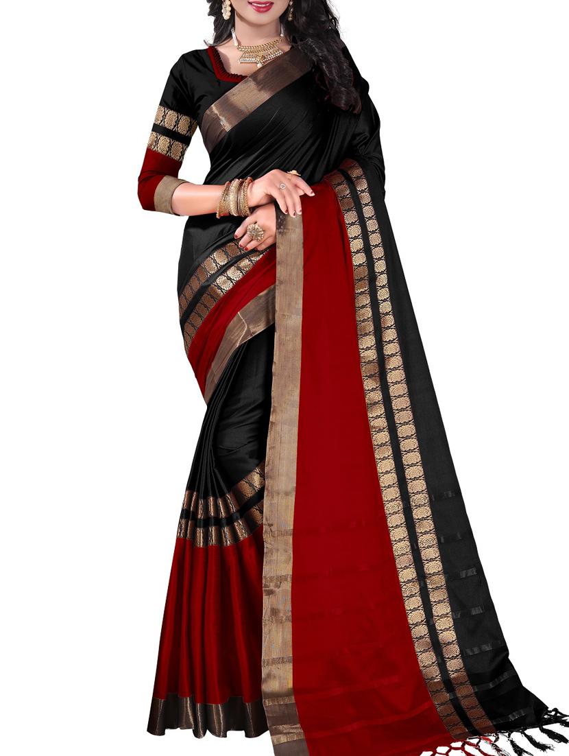 black cotton saree with blouse