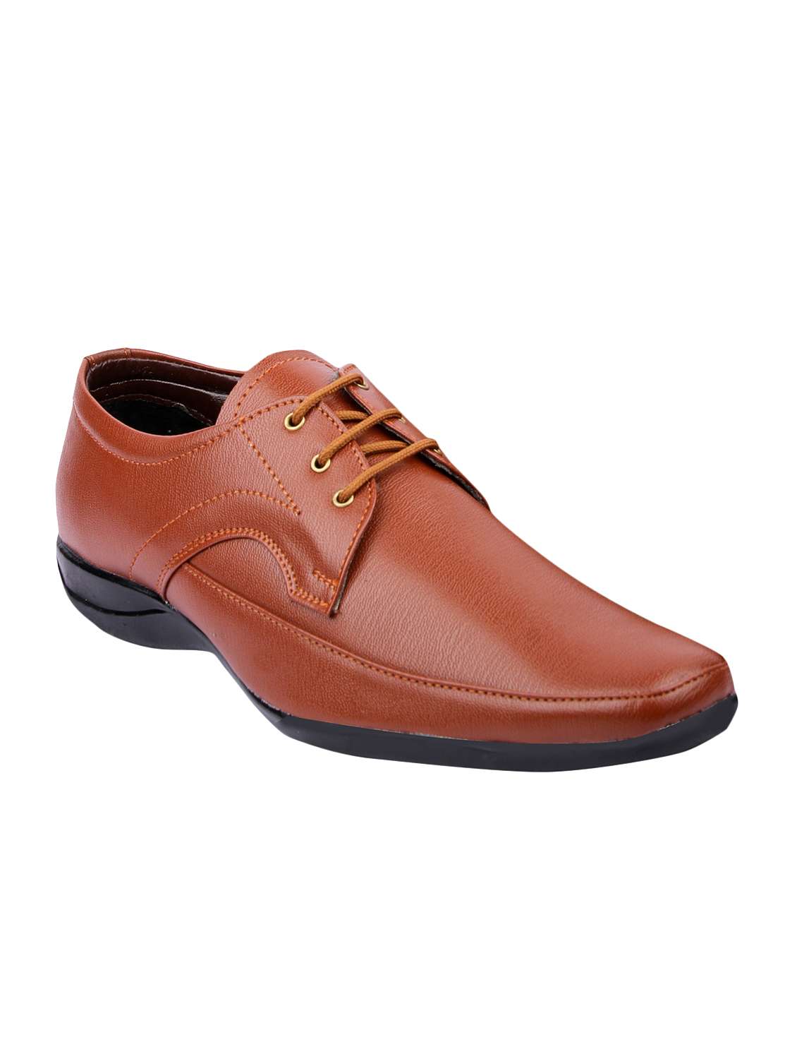 tan leatherette lace-up derby
