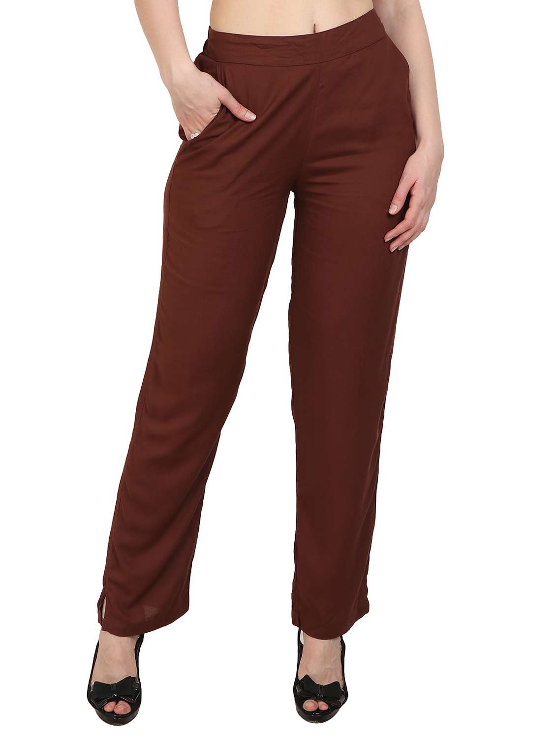 solid brown rayon palazzo