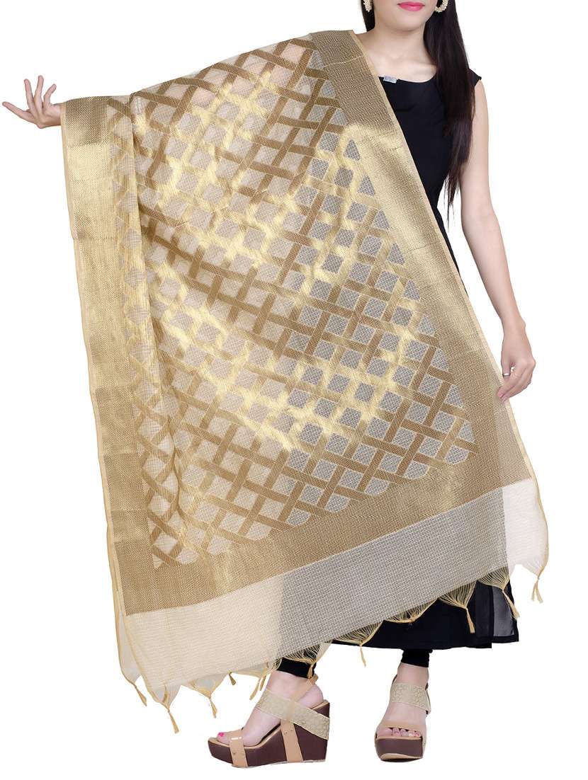 beige chanderi dupatta