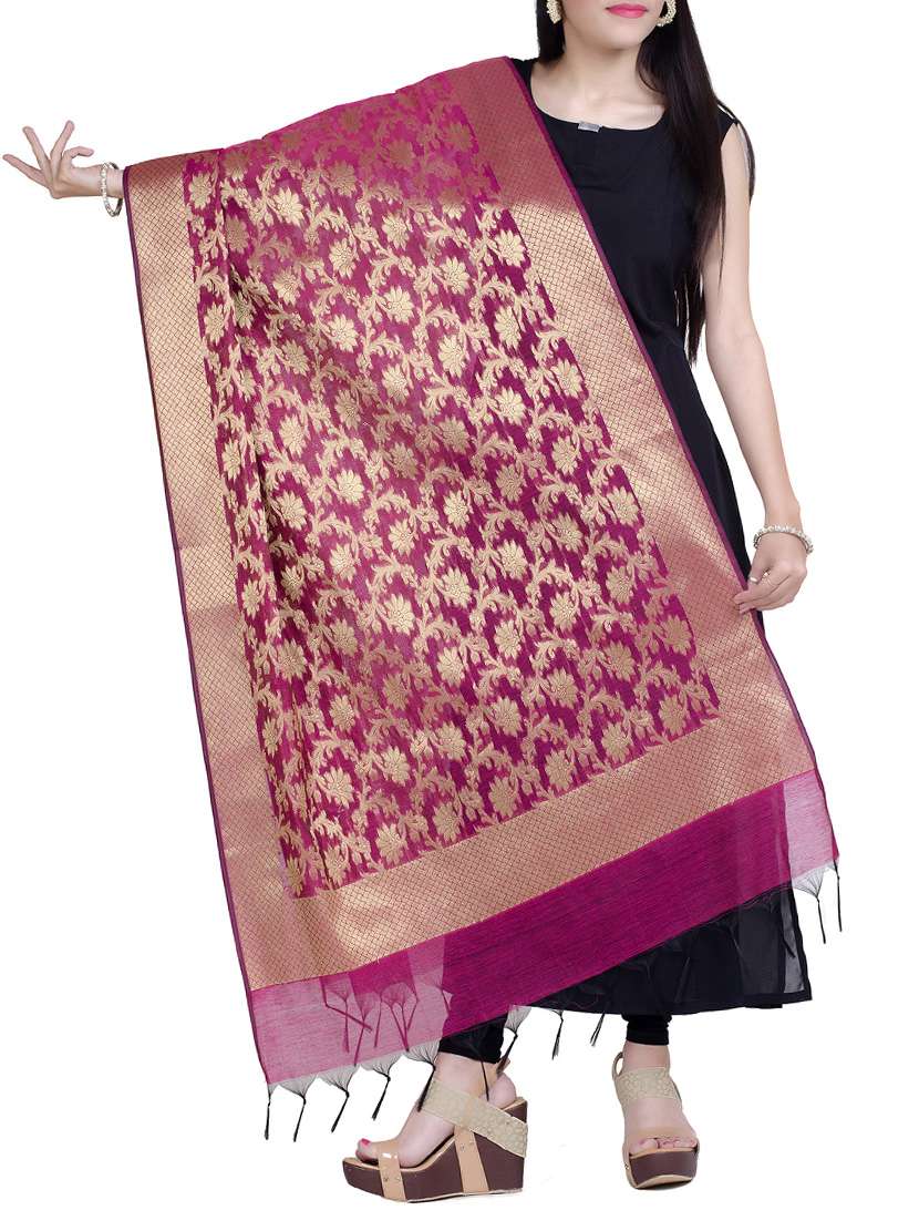 magenta chanderi dupatta