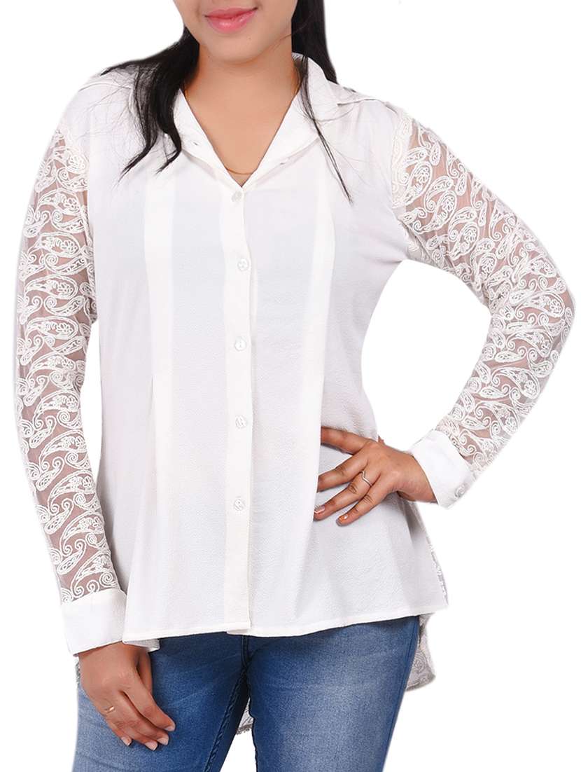 sheer panel solid shirt 