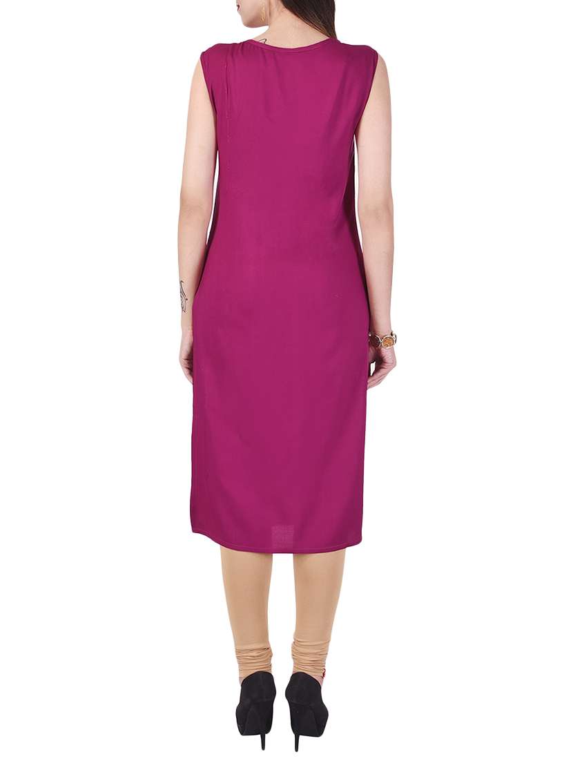 purple rayon solid kurta - 15048396 - Standard Image - 2