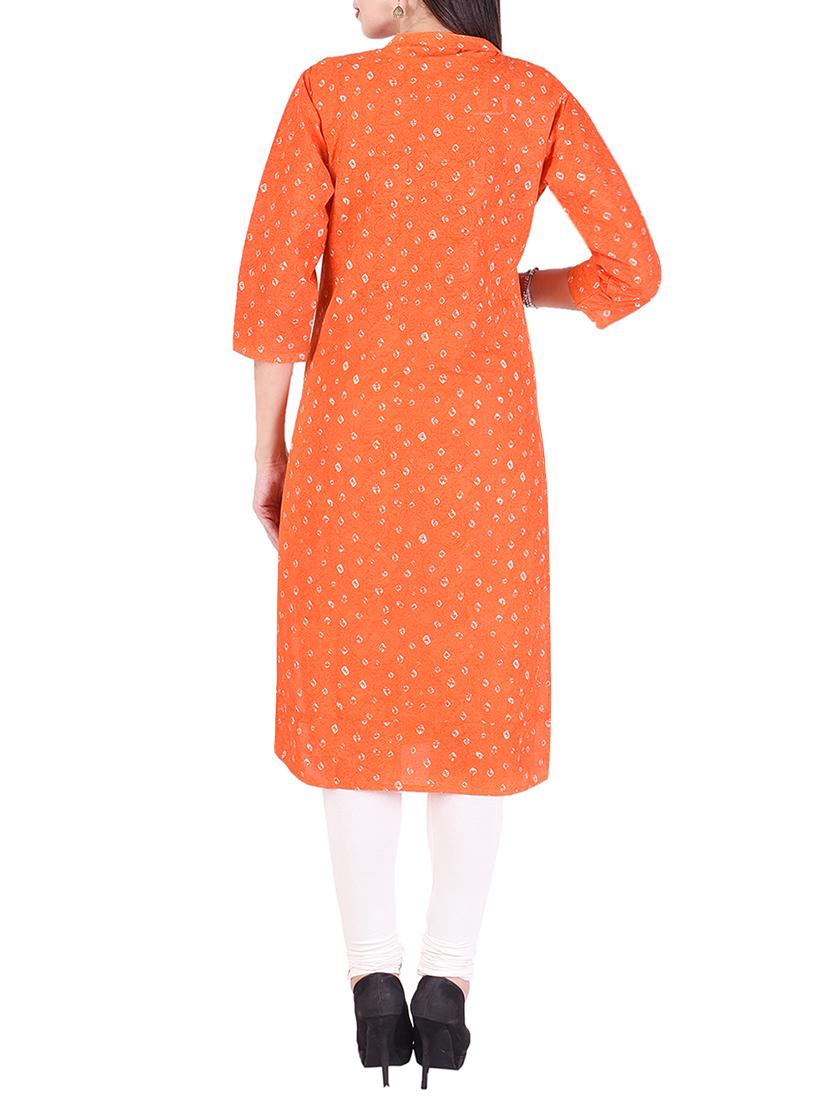 orange cotton straight kurta - 15048403 - Standard Image - 2