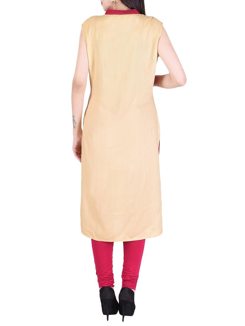 pink rayon straight kurta - 15048409 - Standard Image - 2
