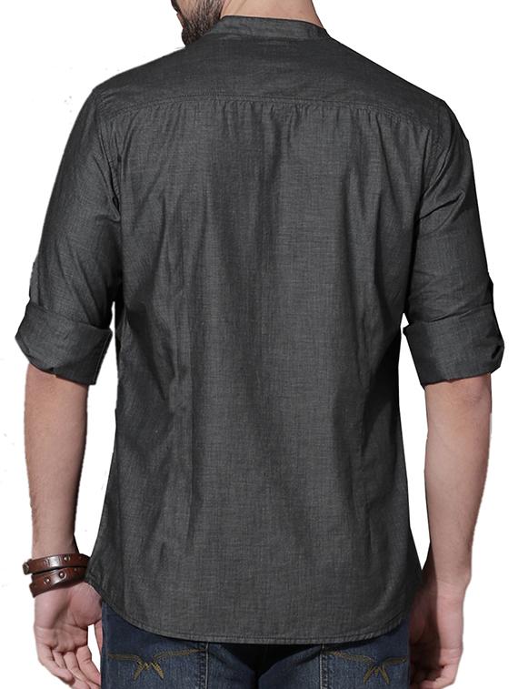 grey cotton casual shirt - 15049537 - Standard Image - 2