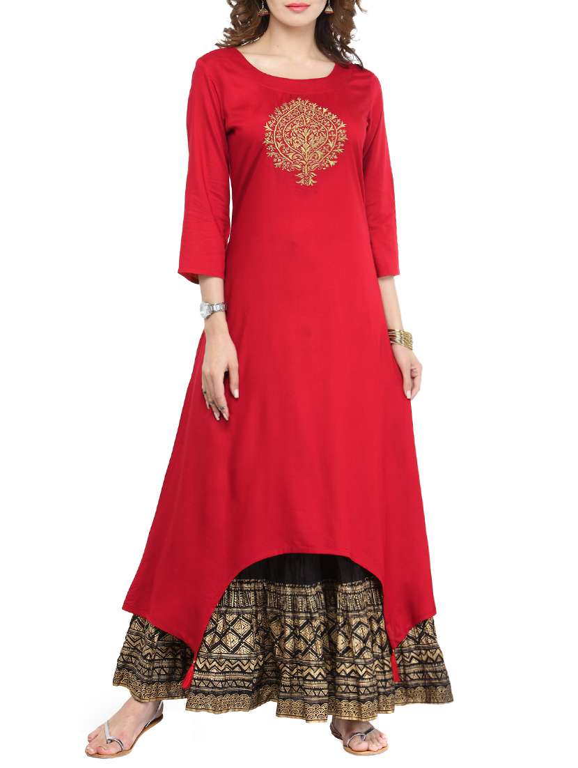 asymmetric embroidered kurta