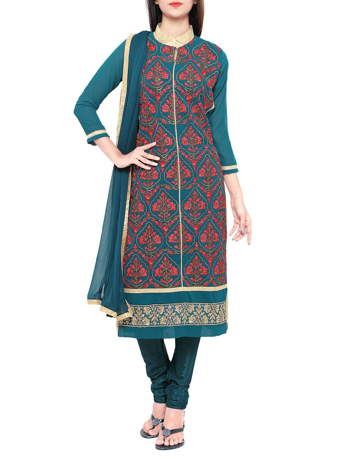 embroidered churidaar suits unstitched suit