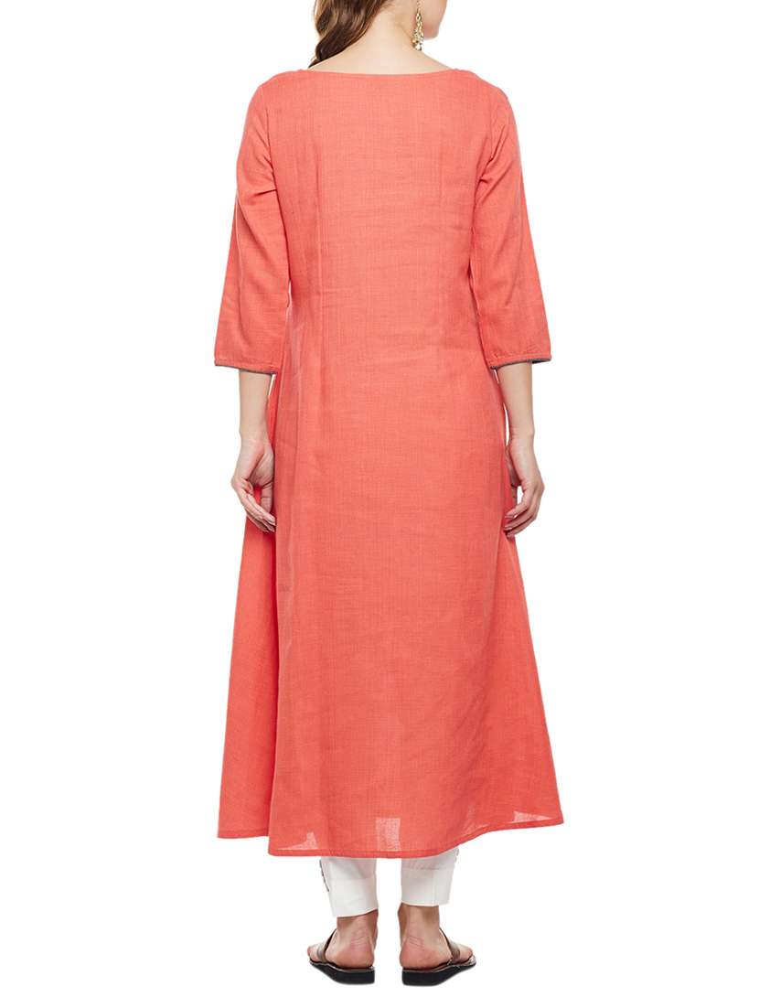 pink cotton solid kurta - 15056067 - Standard Image - 2