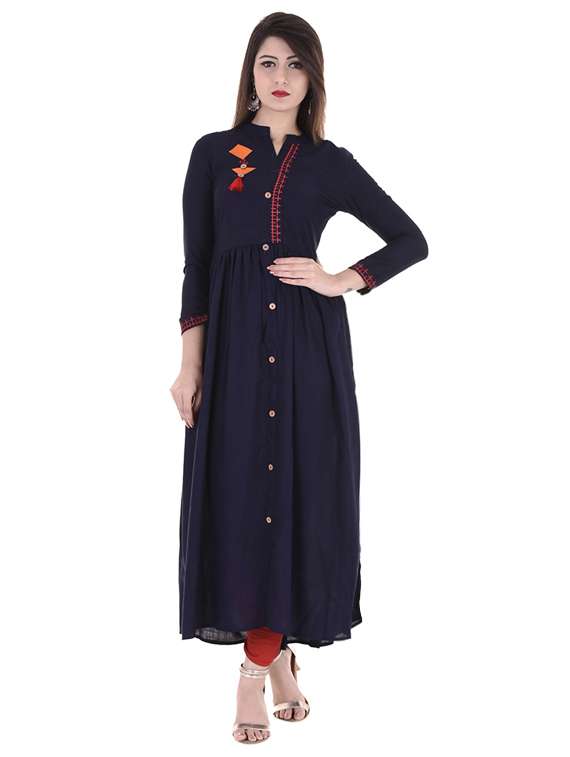 blue rayon flared kurta
