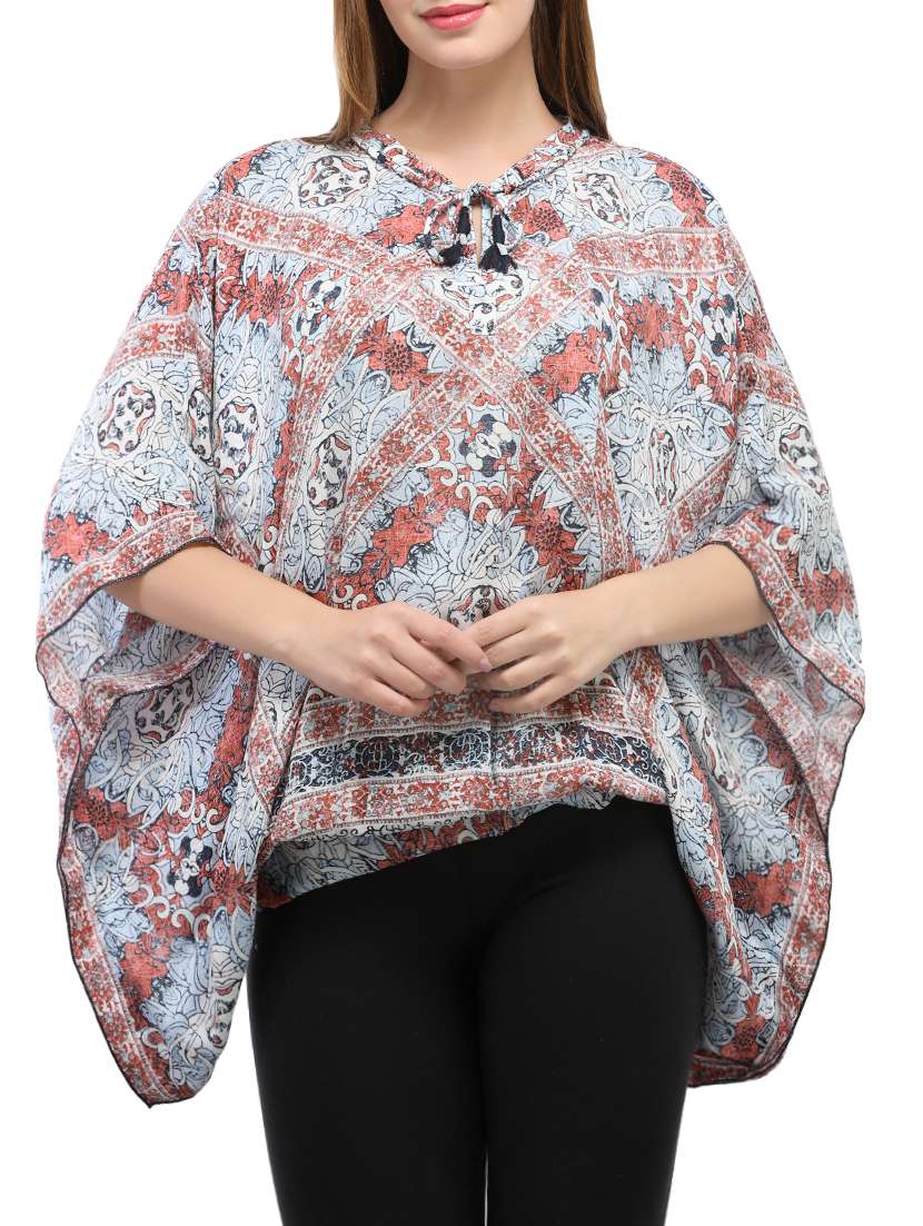 grey printed rayon kaftan