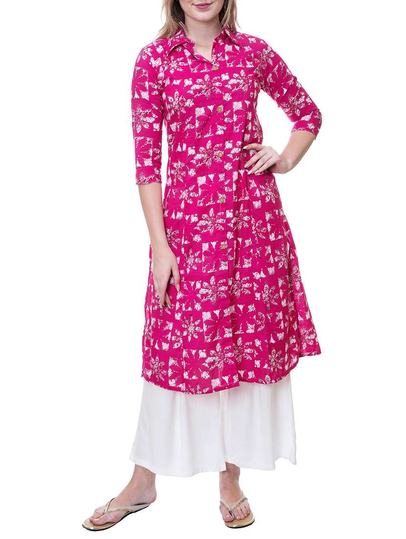 pink cotton aline kurta