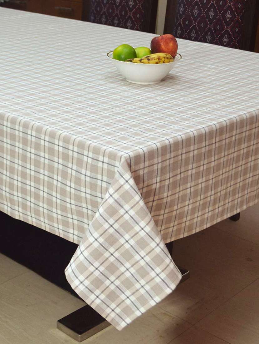subtle check woven cotton table cover