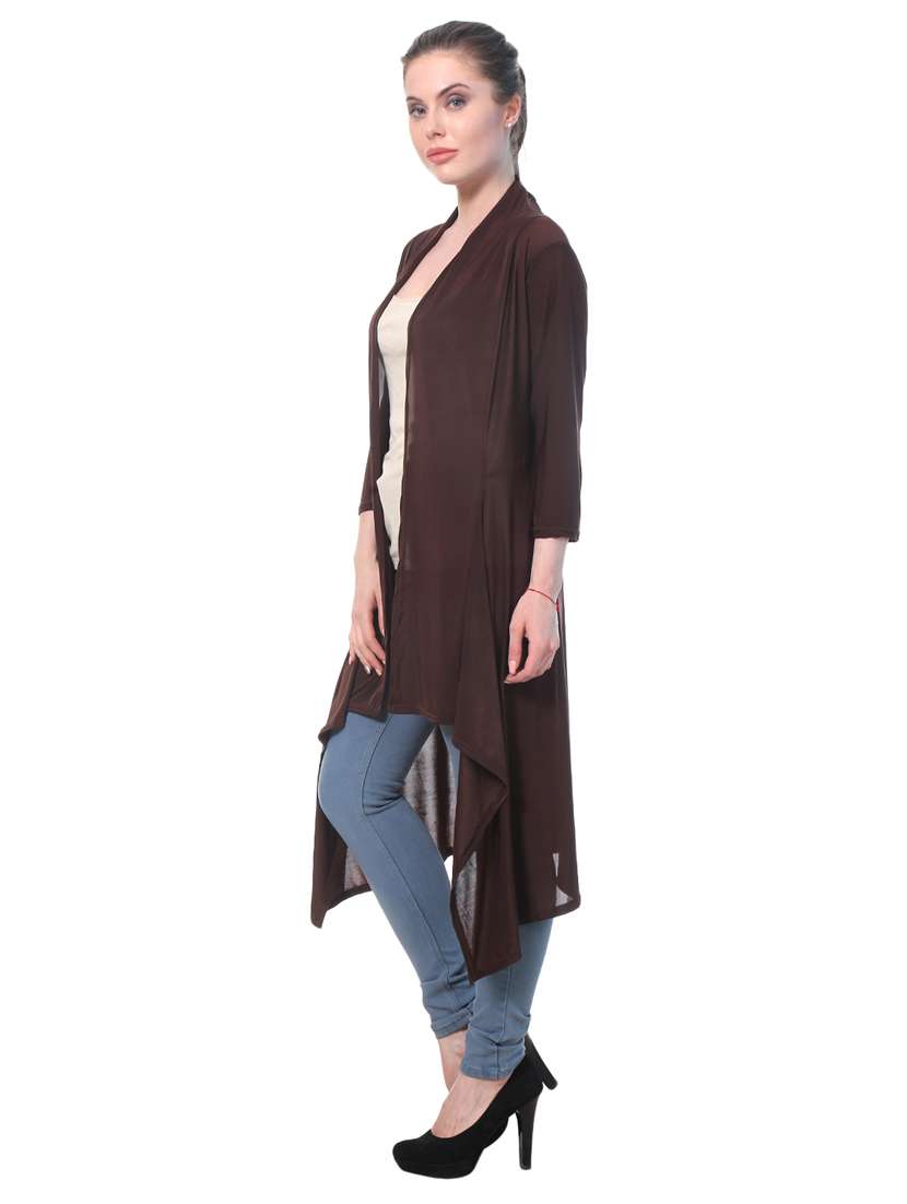 brown hosiery asymmetric shrug - 15059254 -  Standard Image - 2