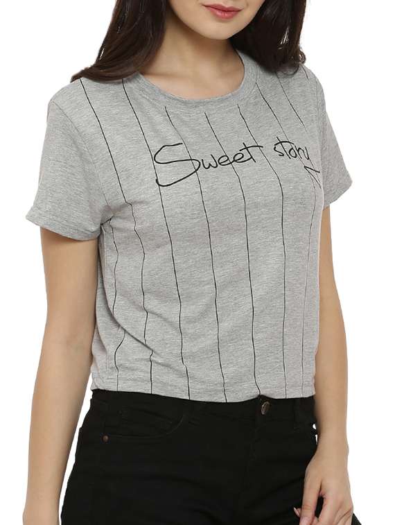 women's striped round neck t-shirt