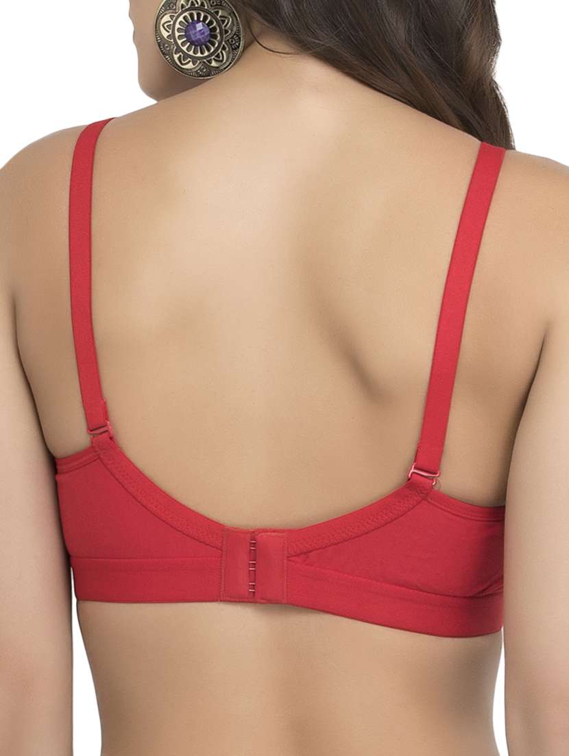 solid red cotton bra - 15063453 - Standard Image - 2