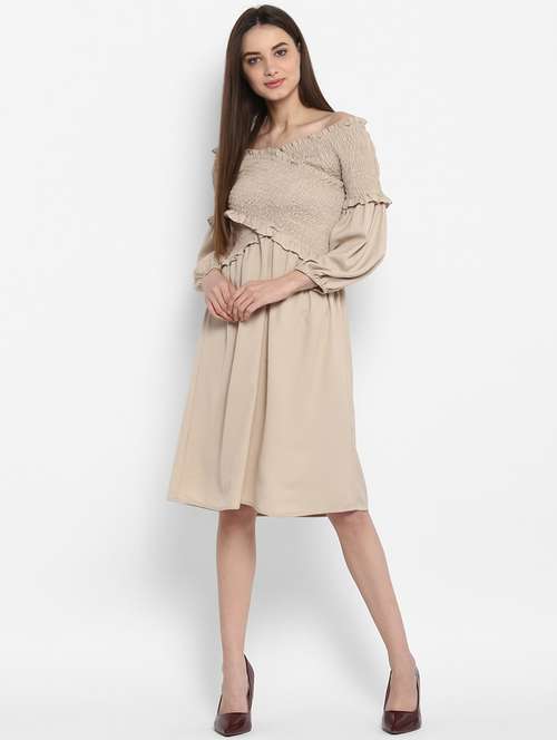 women's fit & flare solid dress - 15066881 -  Standard Image - 0