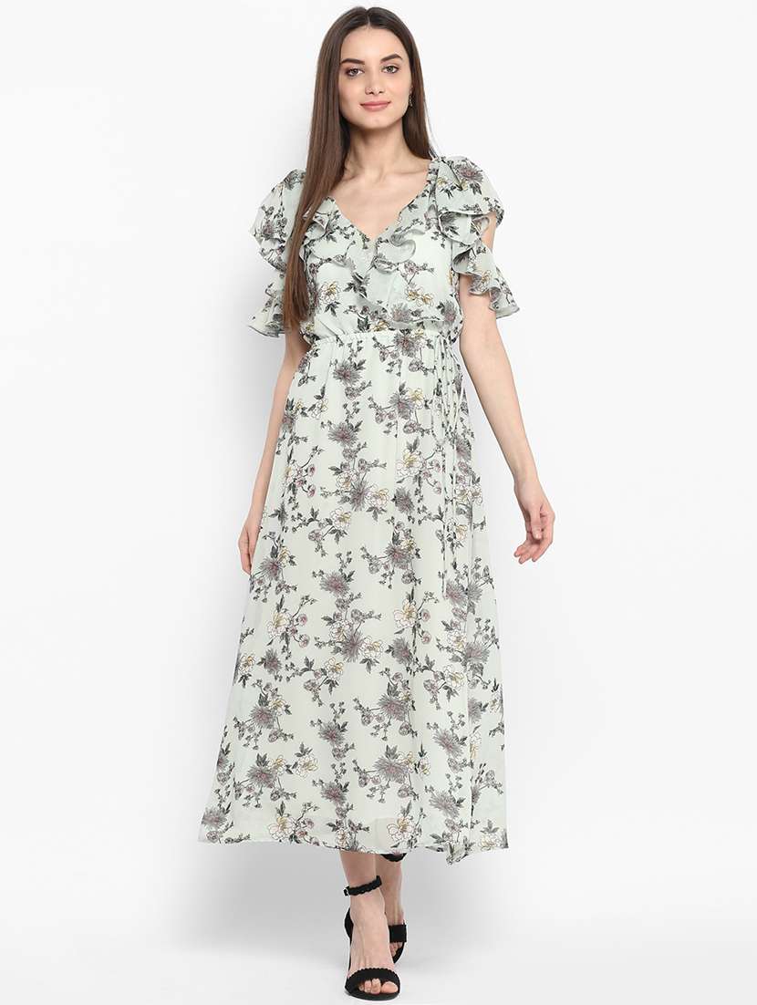 grey printed maxi dress