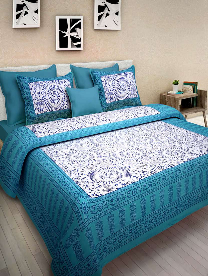 100% cotton king size double bedsheet with 2 pillow covers