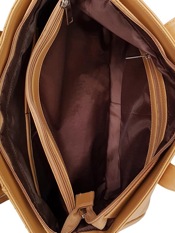 beige leatherette (pu) regular handbag - 15067540 - Standard Image - 2