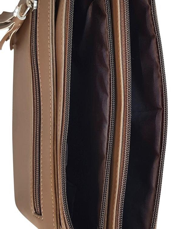 brown leatherette (pu) regular sling bag - 15067553 - Standard Image - 2