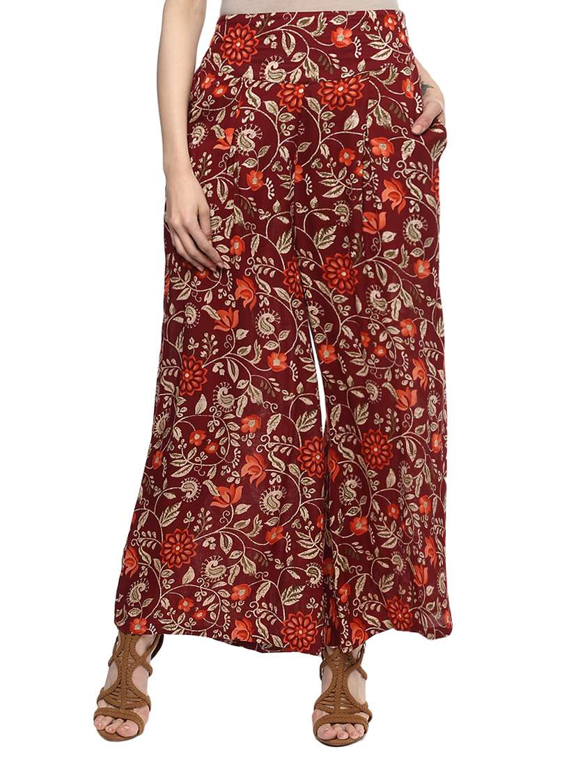 red viscose palazzos