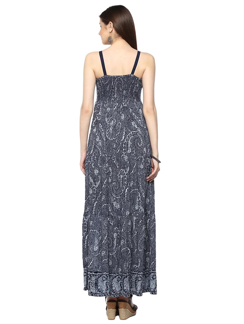 navy blue viscose maxi dress - 15070245 - Standard Image - 2