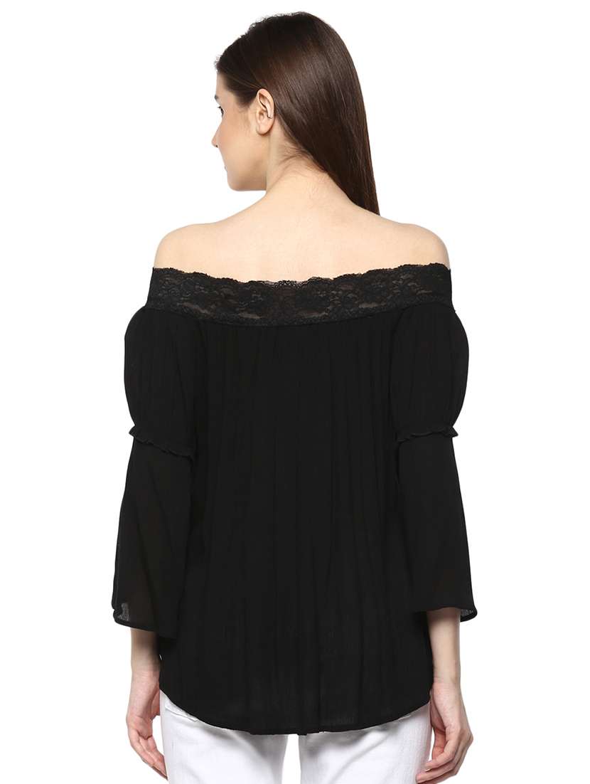black solid viscose top - 15070250 -  Standard Image - 2