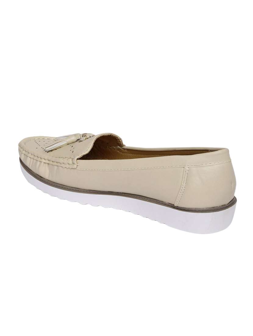 nude pu slip on moccasins - 15071940 -  Standard Image - 2